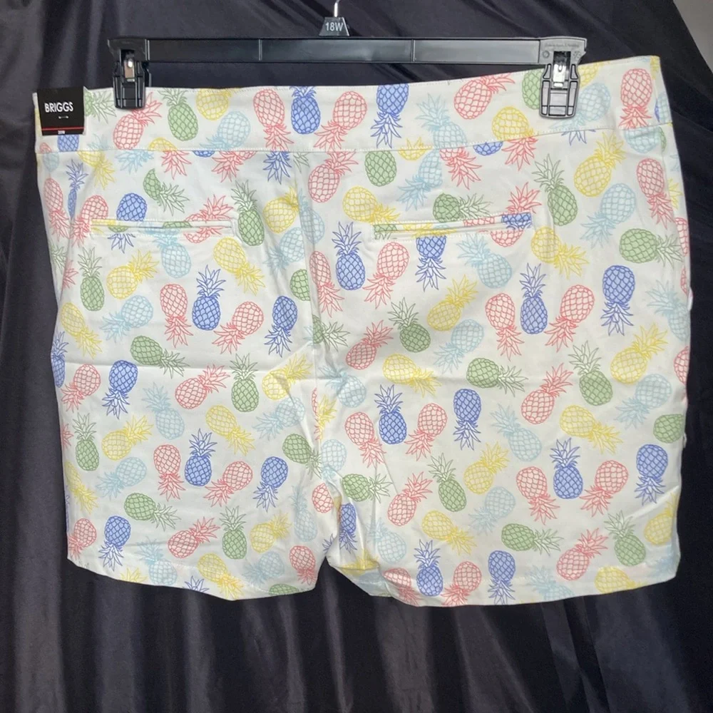 Briggs short multi colored pineapple print white short casual size 20W - Picture 11 of 17